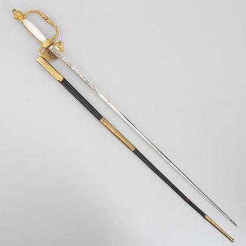 Smallsword, Swedish, 19th century, with scabbard.