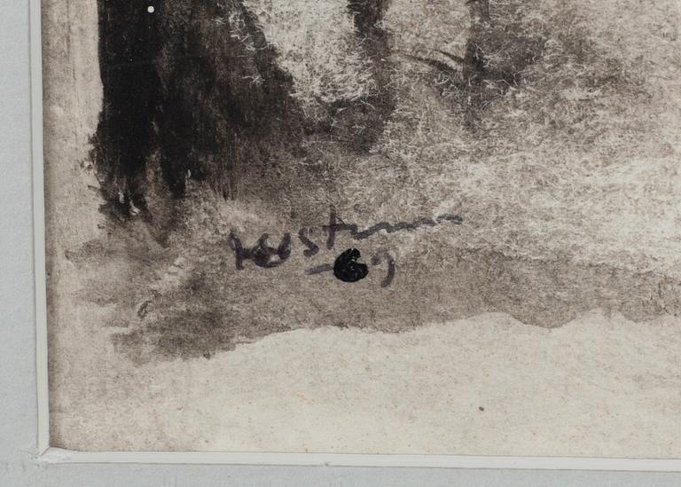 Unto Koistinen, mixed media on paper, signed and dated -69.