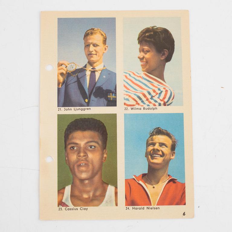 "Sports Stars", printed matter, idol pictures including Cassius Clay, Nacka Skoglund, Hemmets Journal, 1960s.