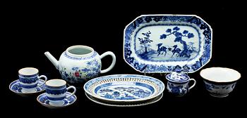 PARTI PORSLIN, 7 delar, Kina, 1700/1800-tal.