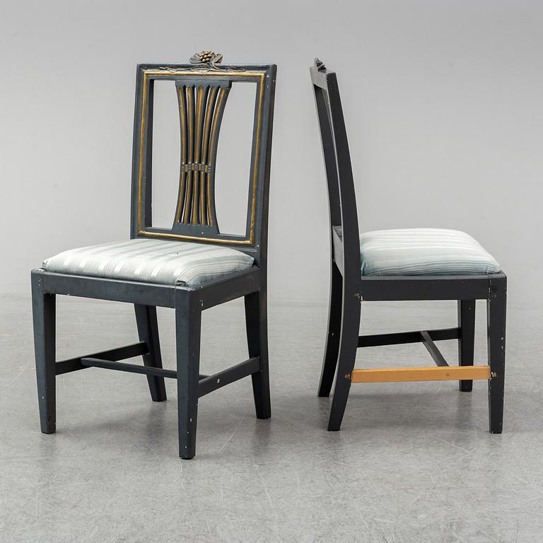 Four Gustavian chairs, Lindome, circa 1800.