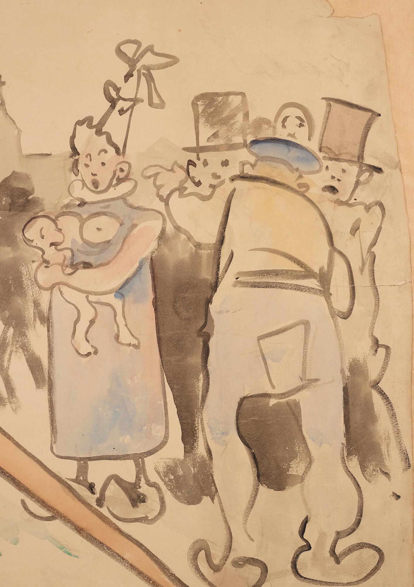 Carl Larsson, utförd 1884. Akvarell och kol på papper uppklistrad på duk.