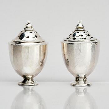Georg Jensen, a pair of silver casters, design Johan Rohde, Copenhagen 1915-1921.