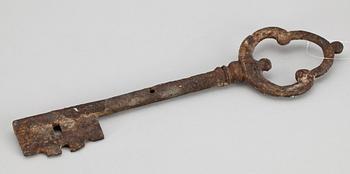 DÖRRNYCKEL, smidesjärn, 1600/1700-tal.