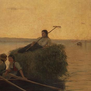 Hans Dahl, The hay boat is coming home.