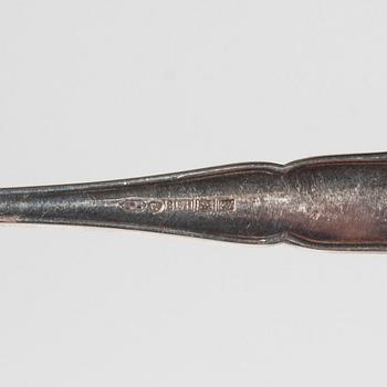 BESTICK, 6+6 st, silver och stål, Kultakeskus, Tavastehus, 1963. Knivbladen Hackman & Co, Sorsakoski. Totalvikt 759 g.