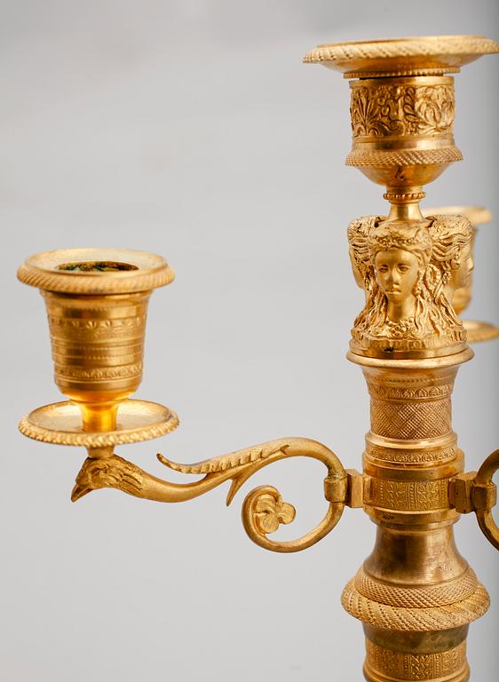 KANDELABRAR, 1 par, brons, Frankrike, 1800-talets mitt.