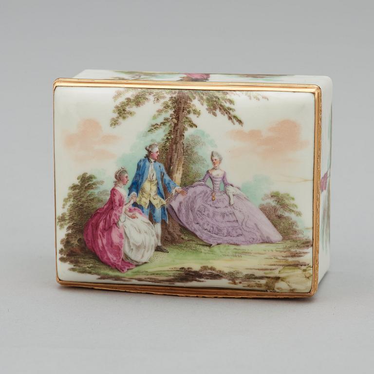 An 18th century enamel and copper snuff-box.