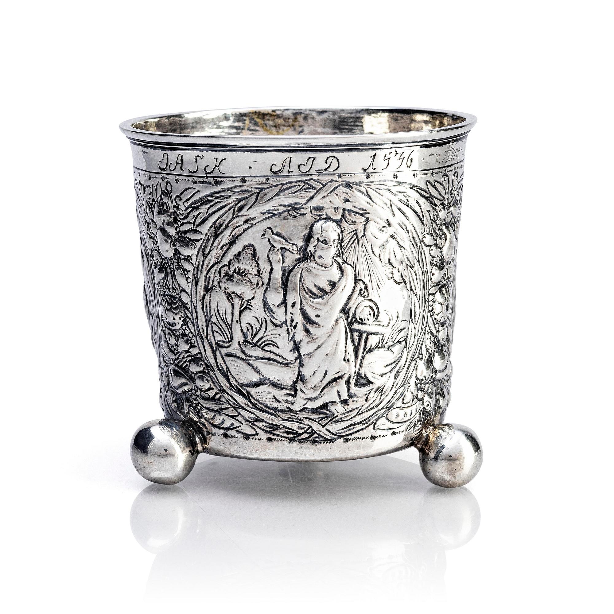 Bägare, silver, möjligen Danmark 16-/1700-tal.