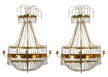 VÄGGLYSTRAR, 1 par, gustaviansk stil, 1900-talets första hälft, större modell, höjd 95 cm.