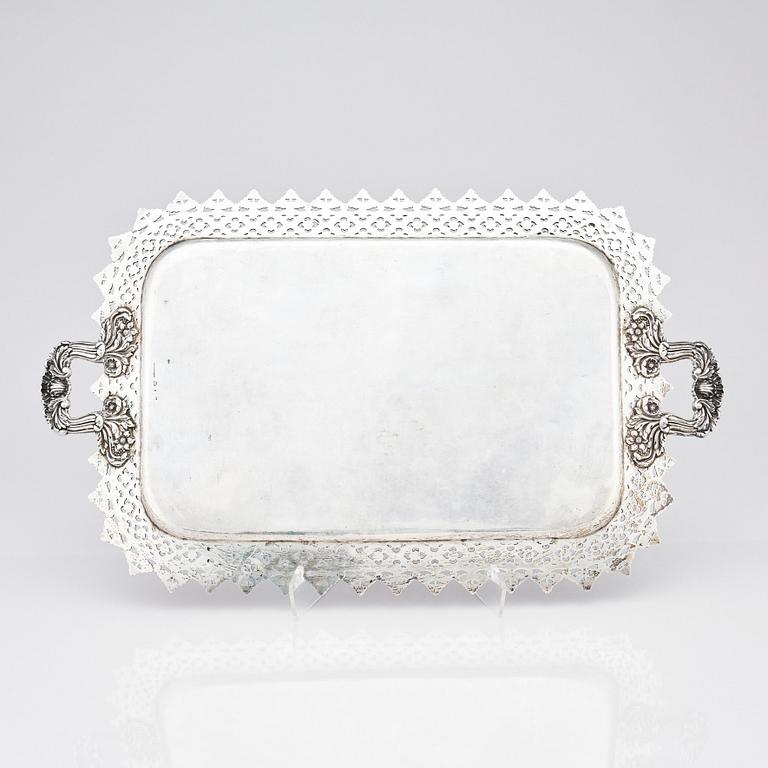 A Swedish 19th century silver tray, mark of Gustaf Möllenborg, Stockholm 1840.