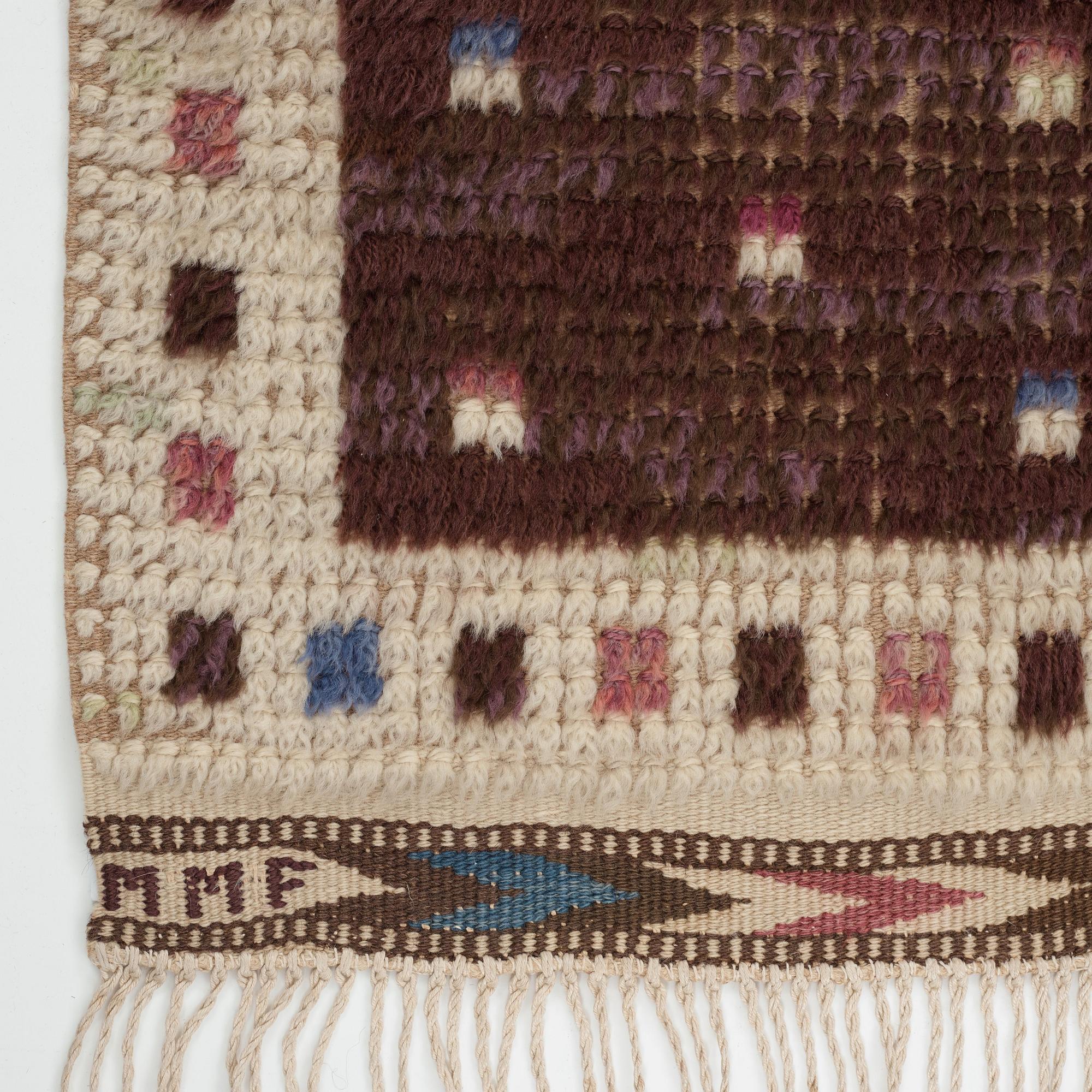 Märta Måås-Fjetterström, Matta, rya, ca 140 x 64,5-66,5 cm, signerad MMF.