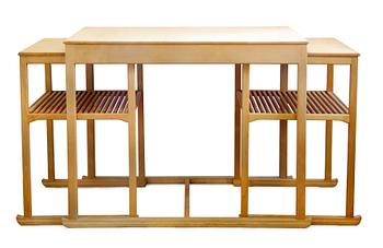 141. A SET OF THREE  BIRCH OCCASIONAL TABLES,