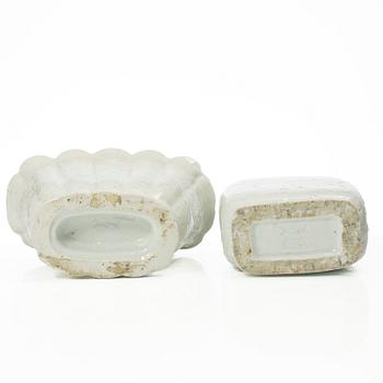 Gunnar Nylund, vaser, 4 st, chamotterat stengods, Rörstrand 1930-40-tal.