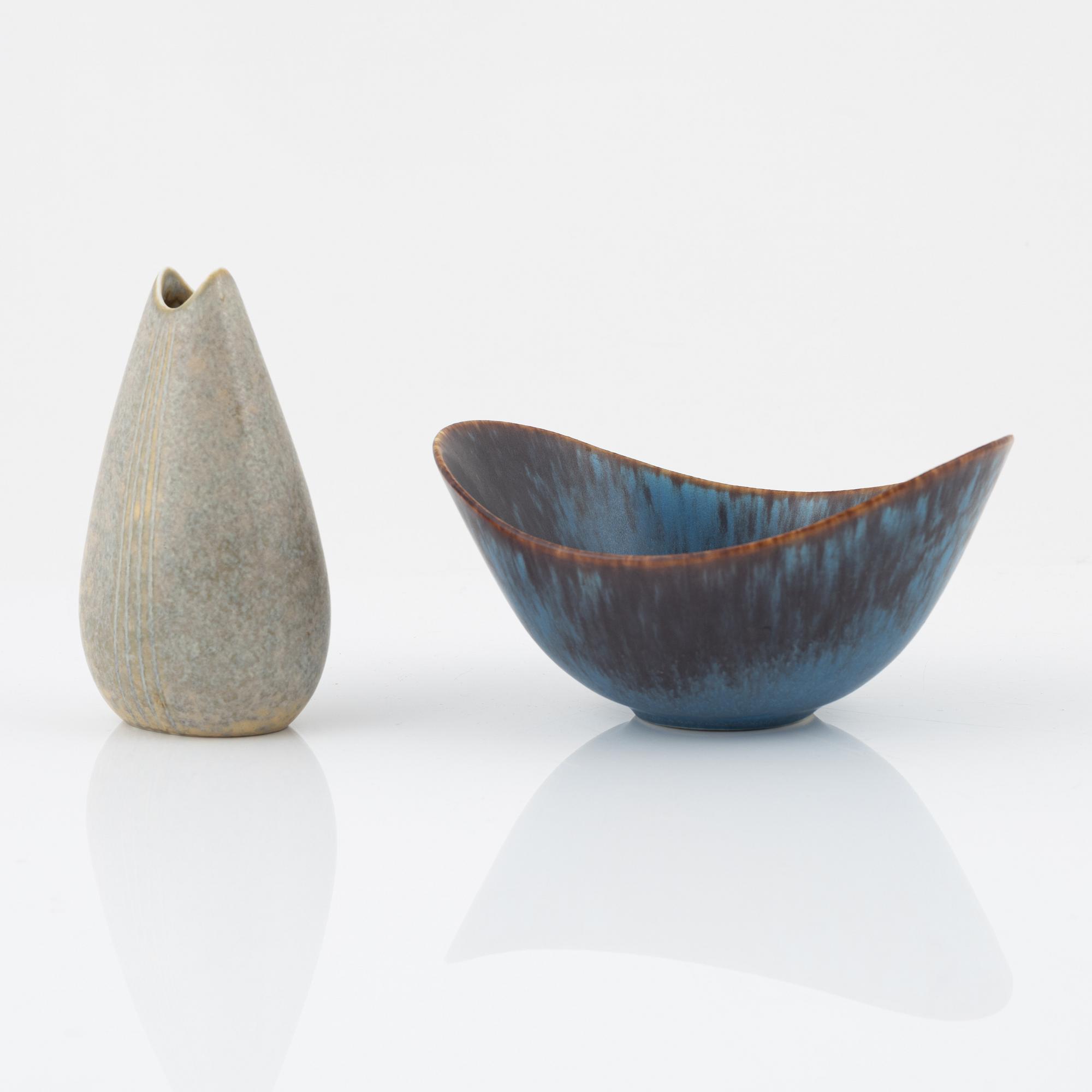 Gunnar Nylund, vas samt skål, stengods, Rörstrand.