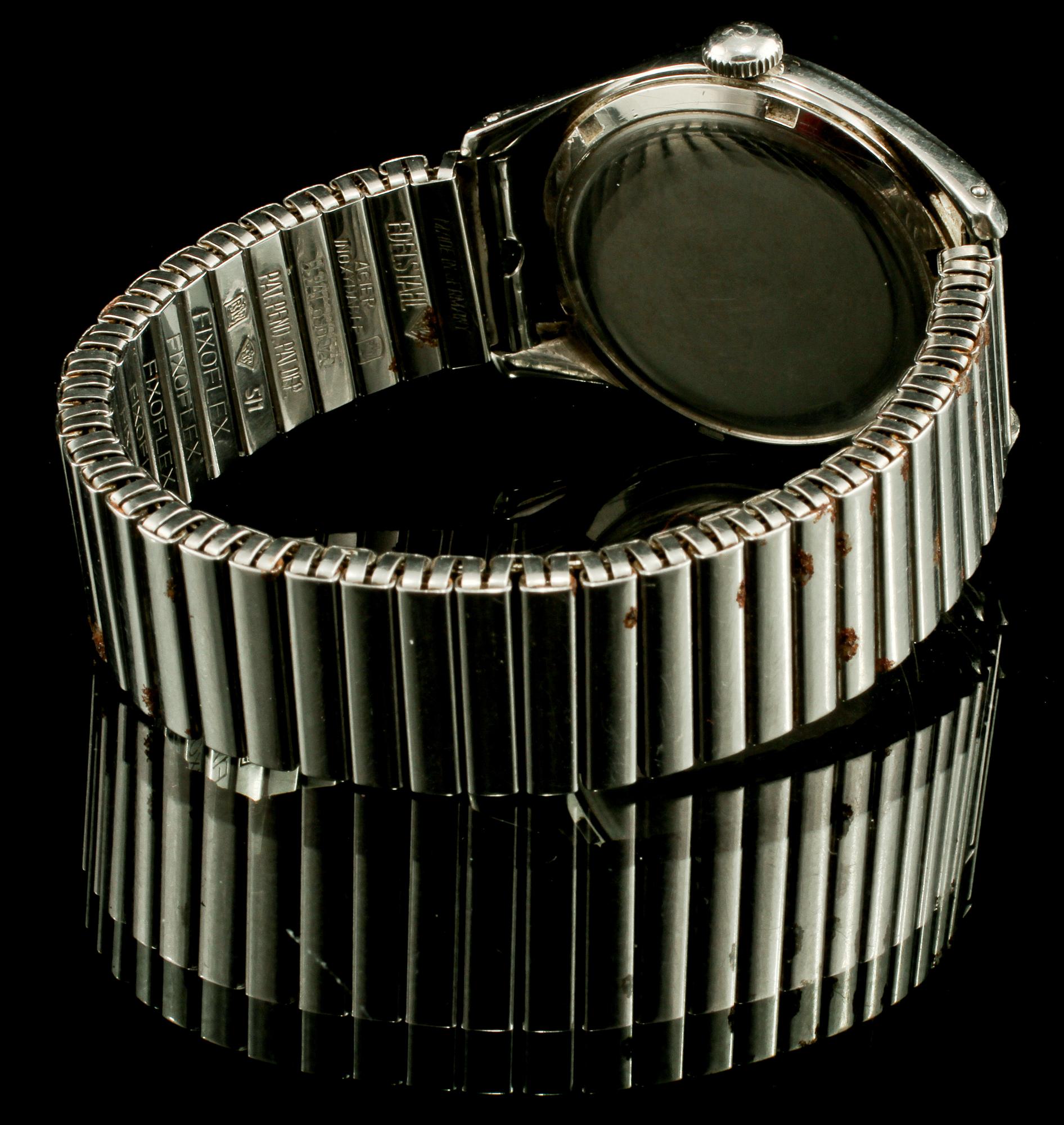 ARMBANDSUR, herr, stål, omkring 1900-talets mitt.