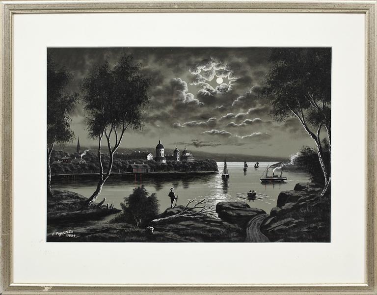 OKÄND KONSTNÄR, blandteknik, sign Fagerström och dat 1884.