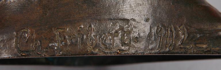 FIGURIN, brons, sign Ch. Friberg och dat 1902.