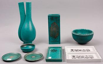 PARTI KERAMIK, 9 delar, "Argenta" resp "Grazia", Kåge resp Lindberg, Gustavsberg.