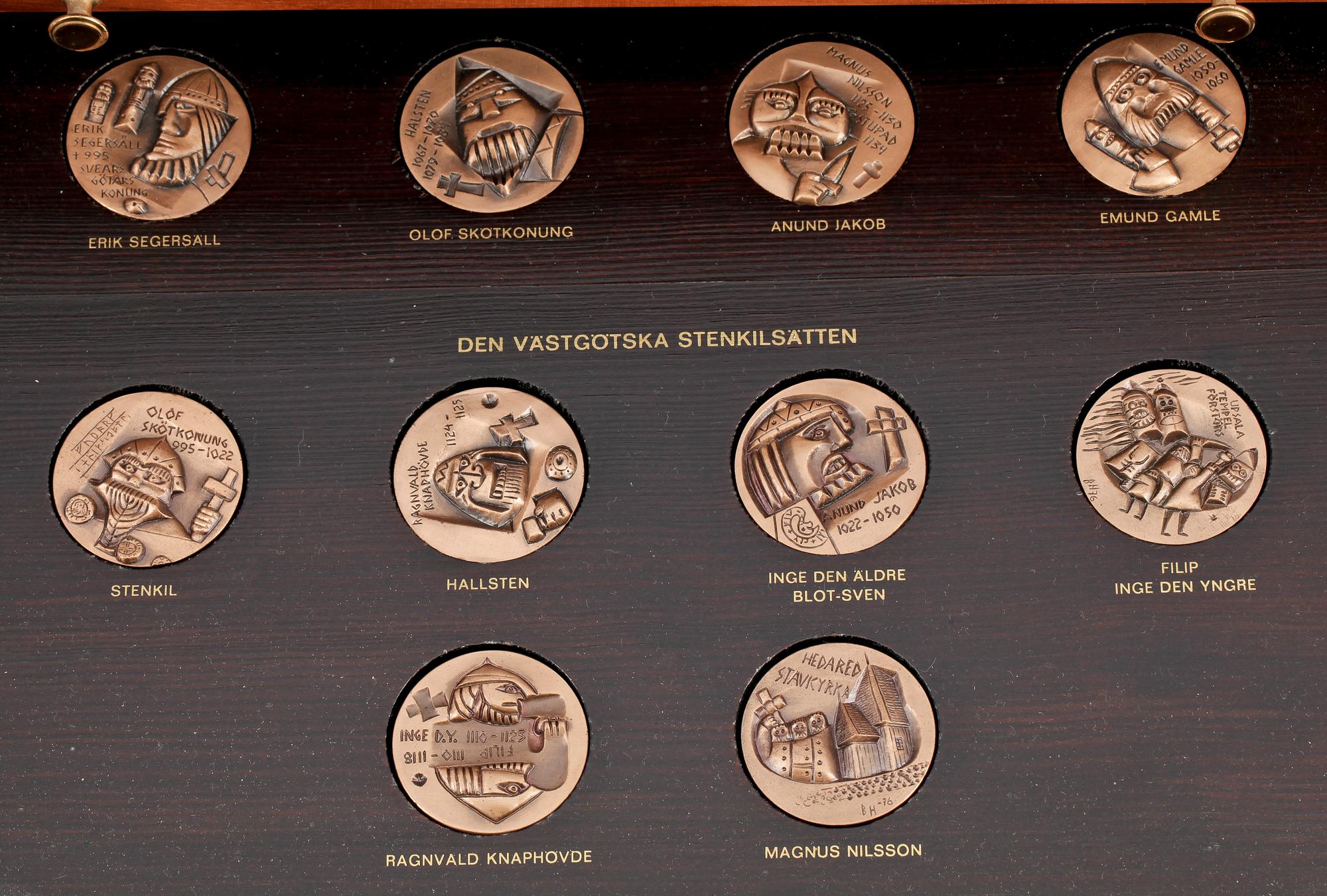 MEDALJSERIE, 60 st, brons, Sveriges regenter, Sporrong. 1900-talets andra hälft.