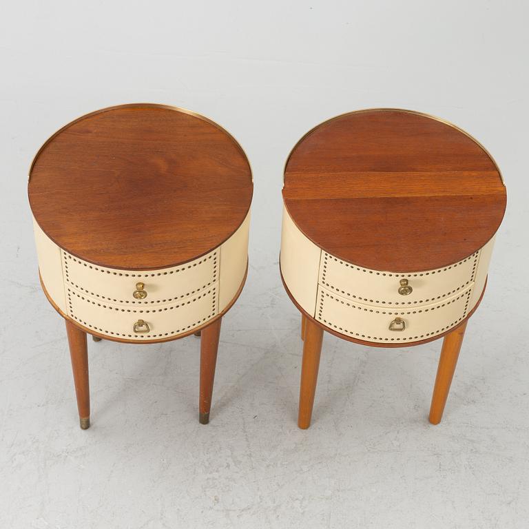 Bedside tables, a pair, Halvdan Pettersson’s furniture factory, Tibro, mid-20th century.