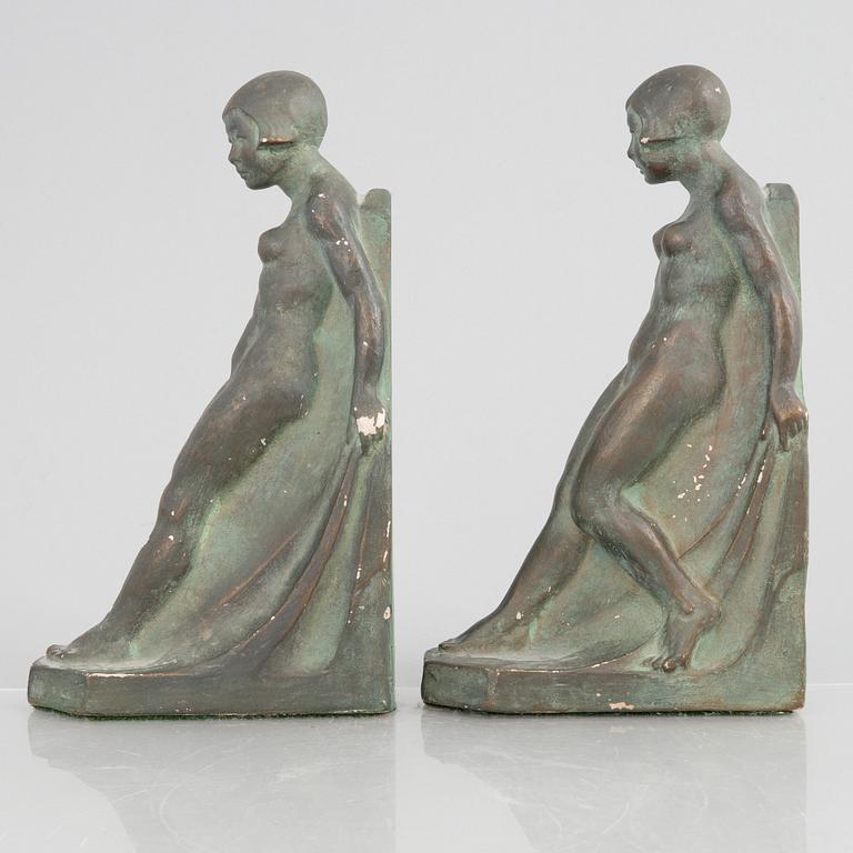 Erik Elenius, a pair of Swedish Grace bookends, 1920's.