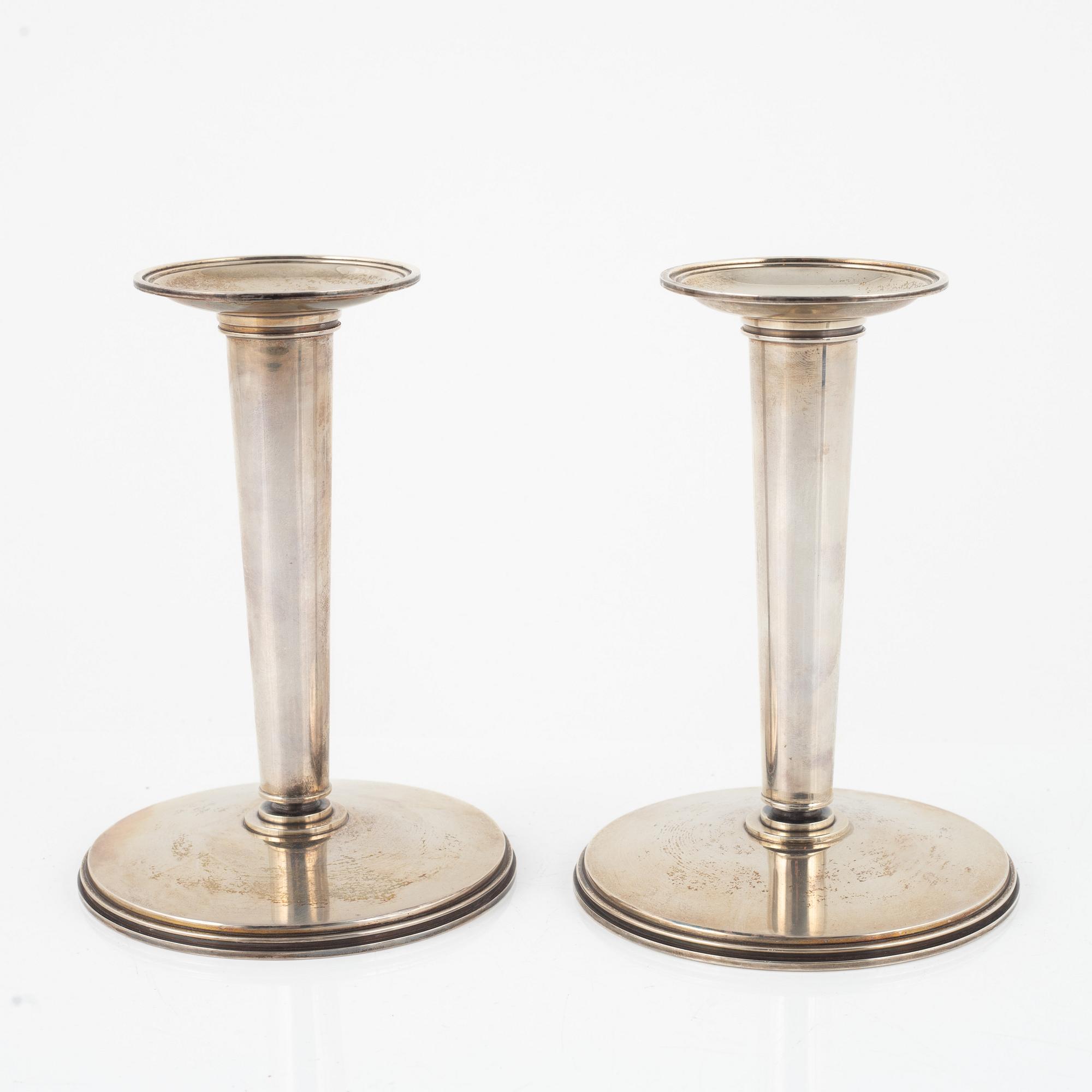 Atelier Borgila, A pair of sterling silver candlesticks from Borgila, Stockholm 1967.