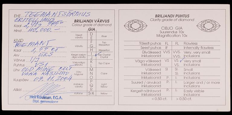 RING, 14K guld, gammalslipad diamant. Vikt ca 2,9 g.