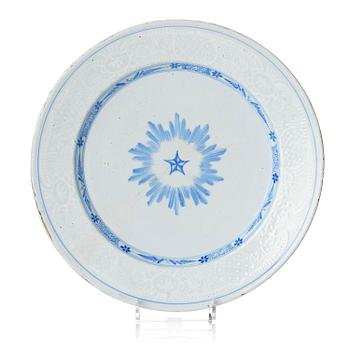 528. A Swedish faience Rörstrand serving dish, dated 22/2 (17)65.