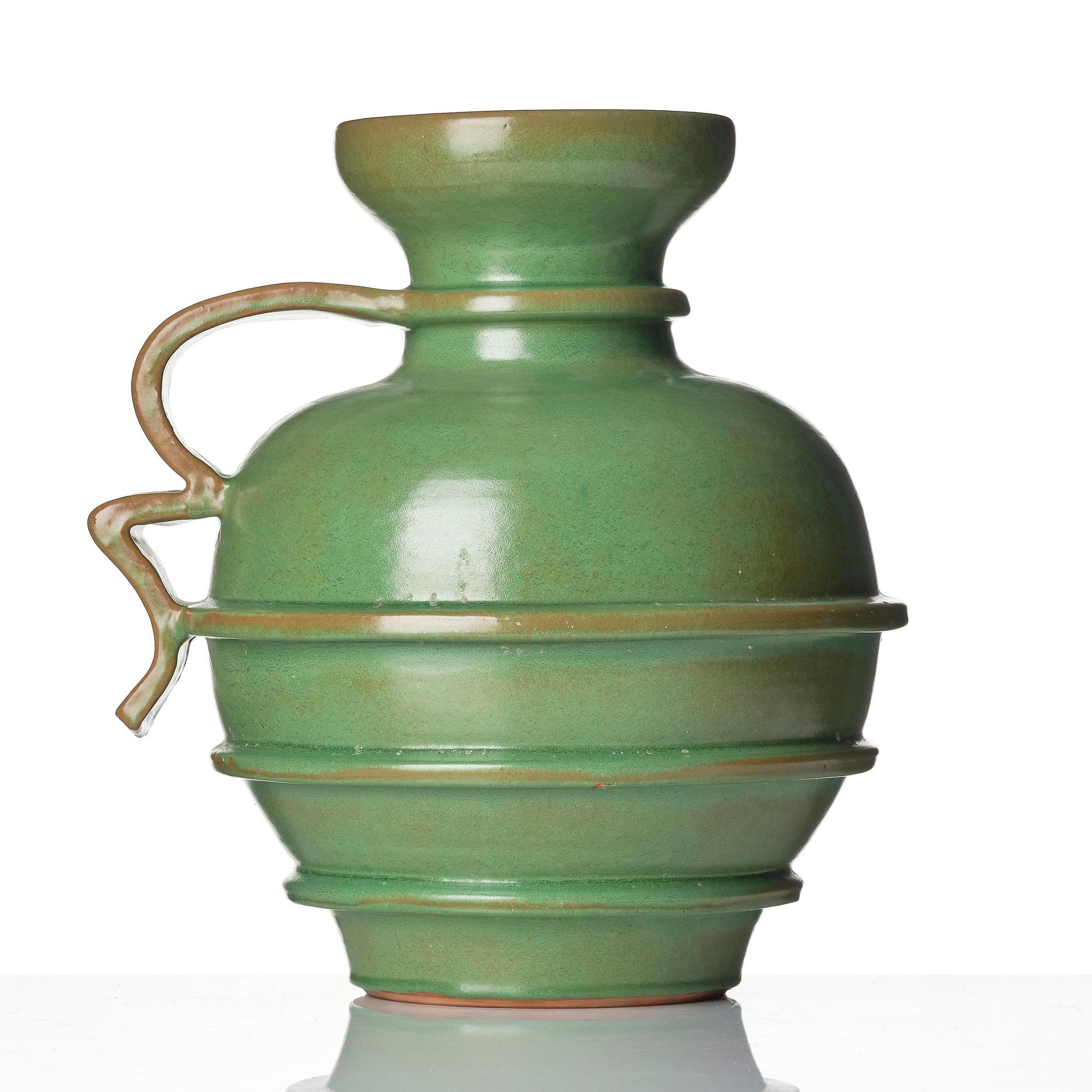 Allan Ebeling, or Albert Landin, a grand glazed earthenware vase, Sigtuna keramik, Sweden, 1937-40.