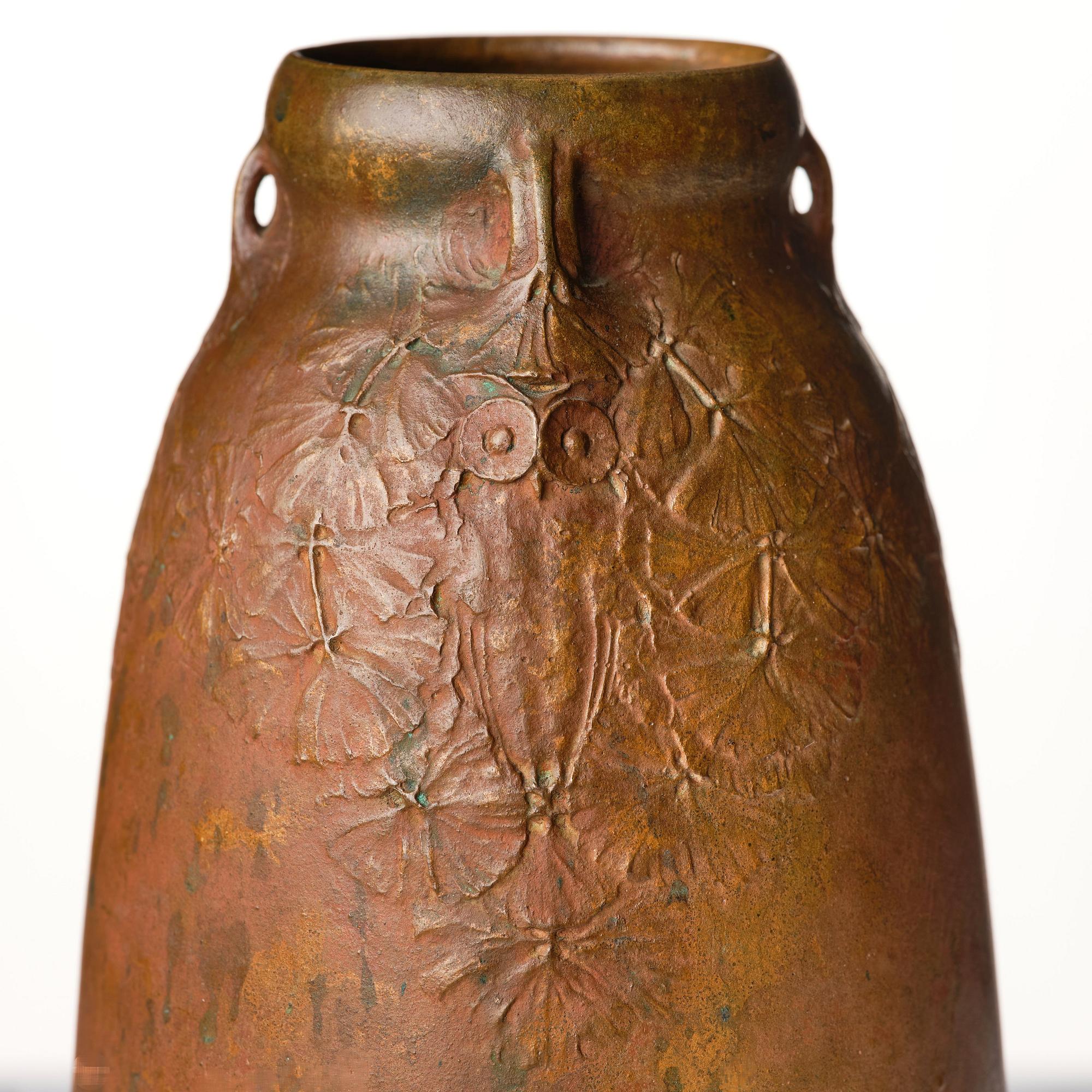 Hugo Elmqvist, an Art Nouveau patinated bronze vase, Stockholm early 1900's.