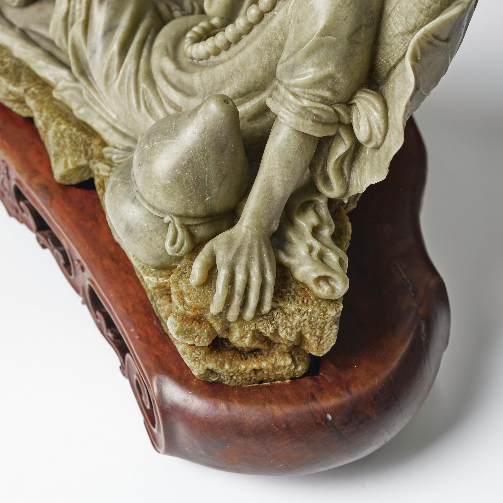 A large Chinese soapstone sculpture of Li Bai, 20th Century.