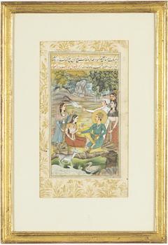 Four Indian and Persian miniature paintings, 20th Century.