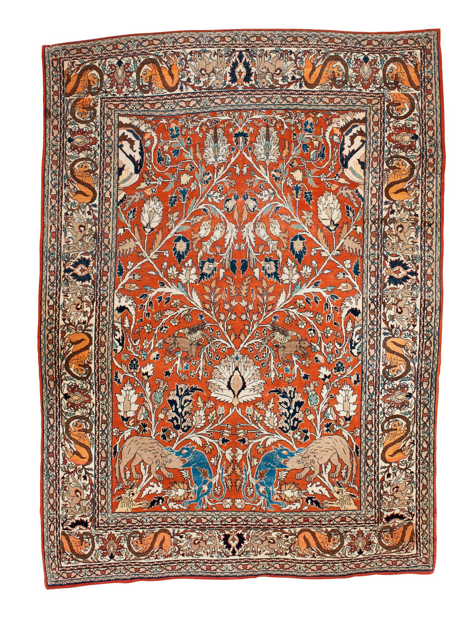 ANTIQUE TABRIZ FIGURAL. 191 x 138,5 cm.