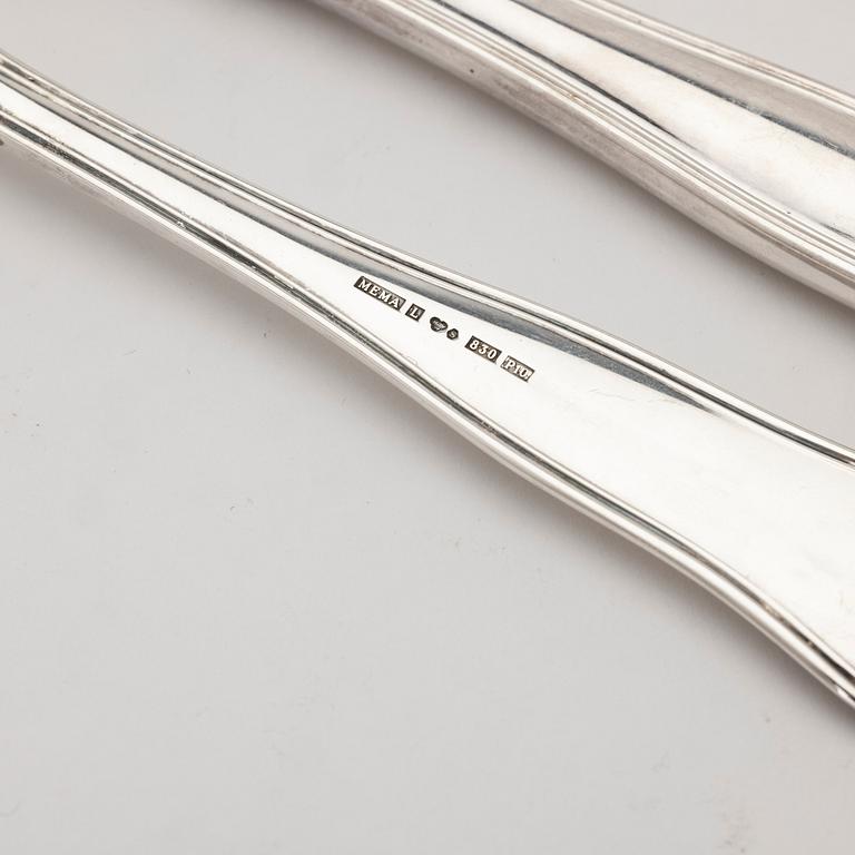 Silverbesick, 36 delar, "Gammal dansk", Mema, Lidköping, 1989-1995.