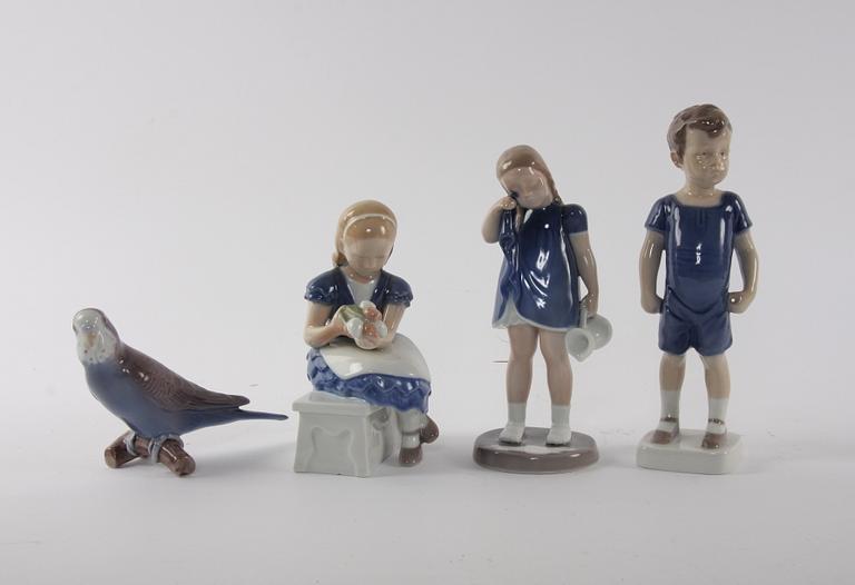 FIGURINER, 4 st, porslin, Bing & Gröndahl, Danmark.