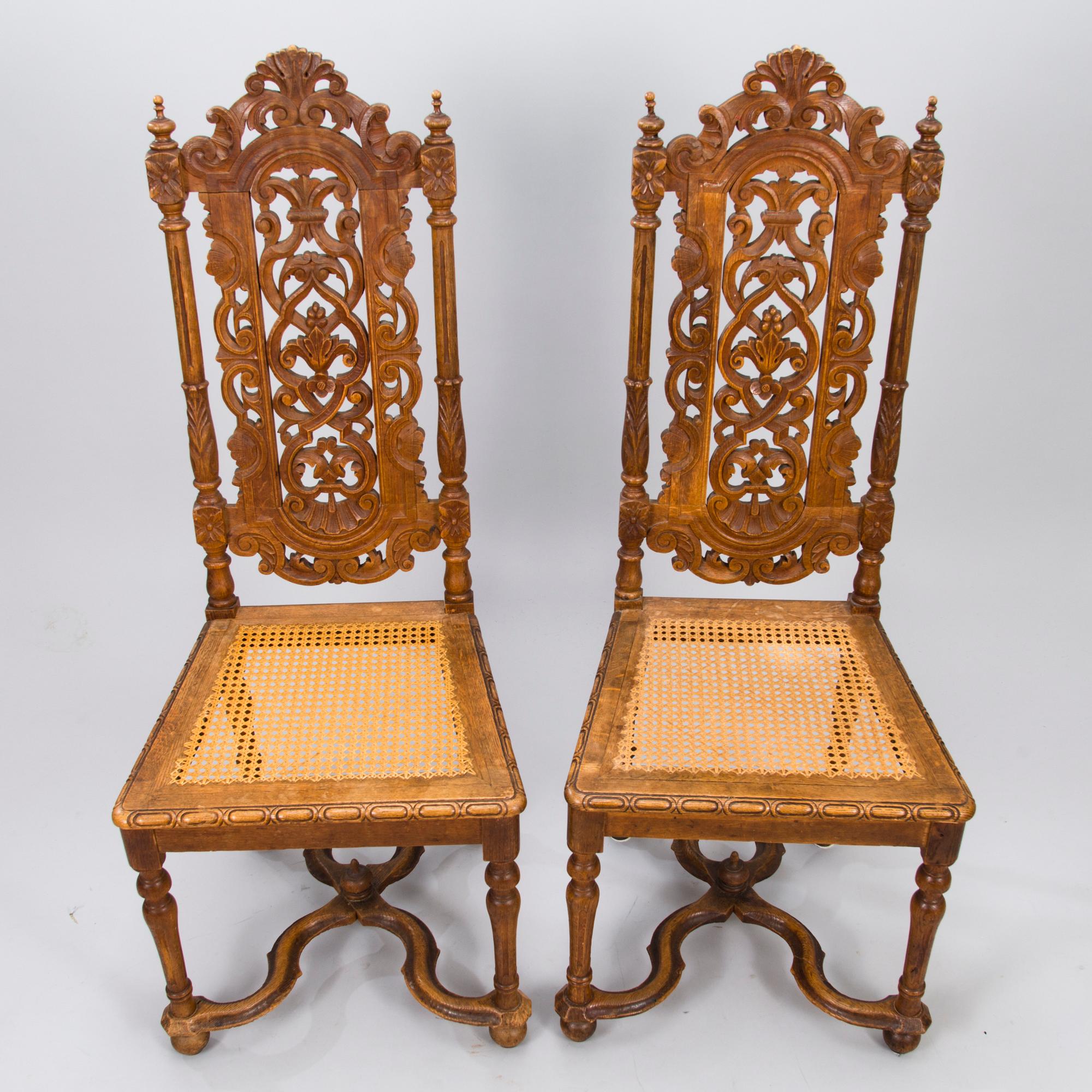 Six late 19th century neo-baroque chairs.