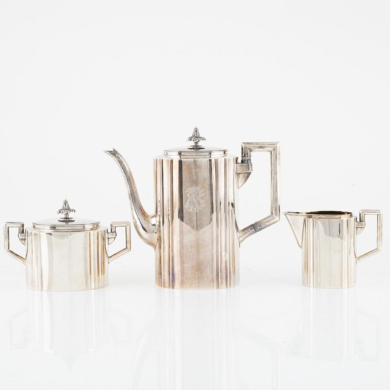 Sanfrid Svensson, kaffeservis, 3 delar, silver, Lidköping, 1917.