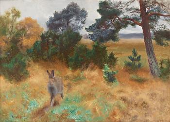 399. Bruno Liljefors, Autumn landscape with a hare.