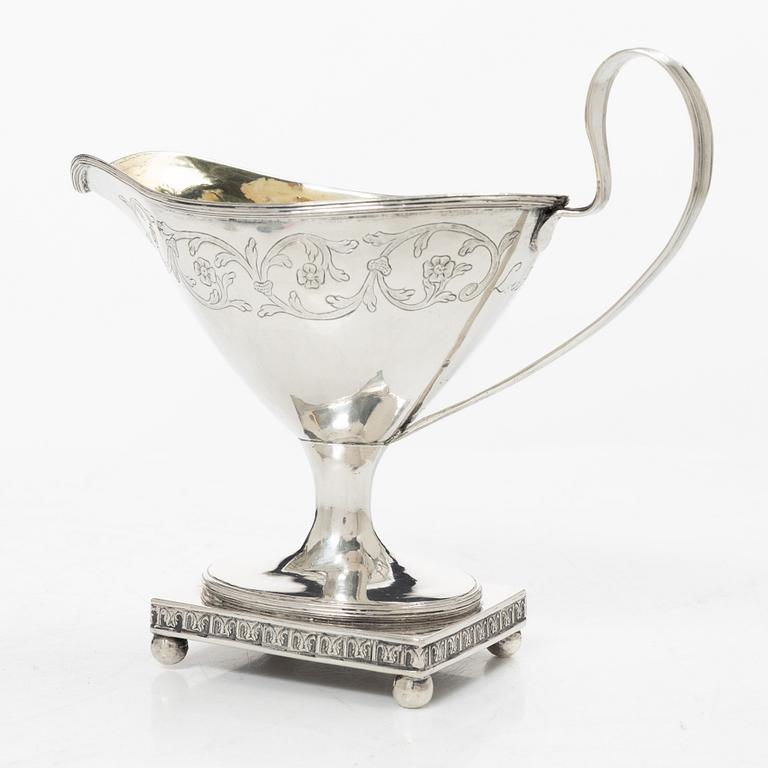 A Swedish late 18th century parcel-gilt silver creamer, mark of Johan Wilhelm Zimmerman, Stockholm 1798.
