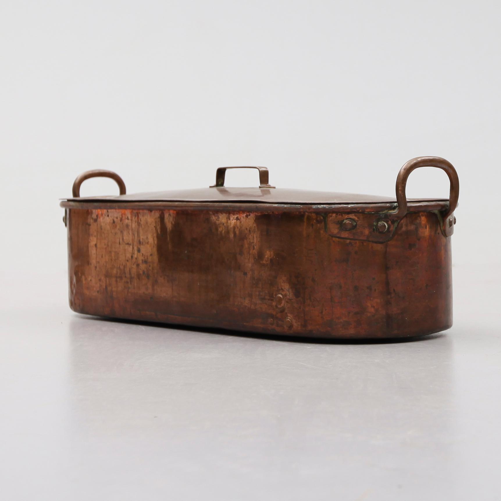 FISKKITTEL, koppar med insats, 1800-tal.