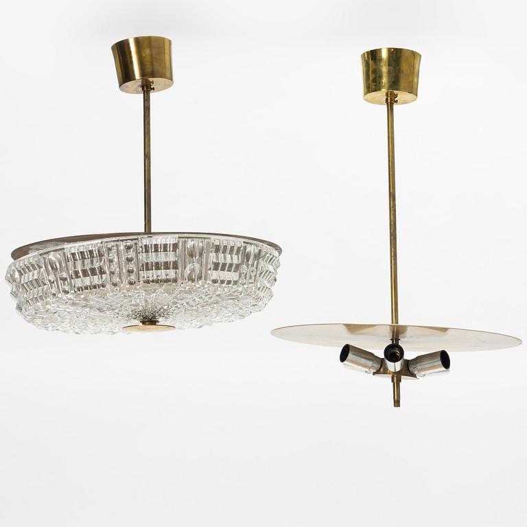 Carl Fagerlund, two similar ceiling lamps, Orrefors, Sweden, second half of the 20th century.