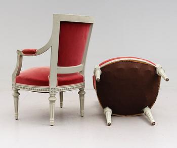 KARMSTOLAR, 1 par, gustaviansk stil, 1900-talets andra hälft.