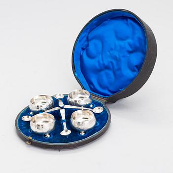 SALTKARSSET för fyra, sterling silver, London 1883.