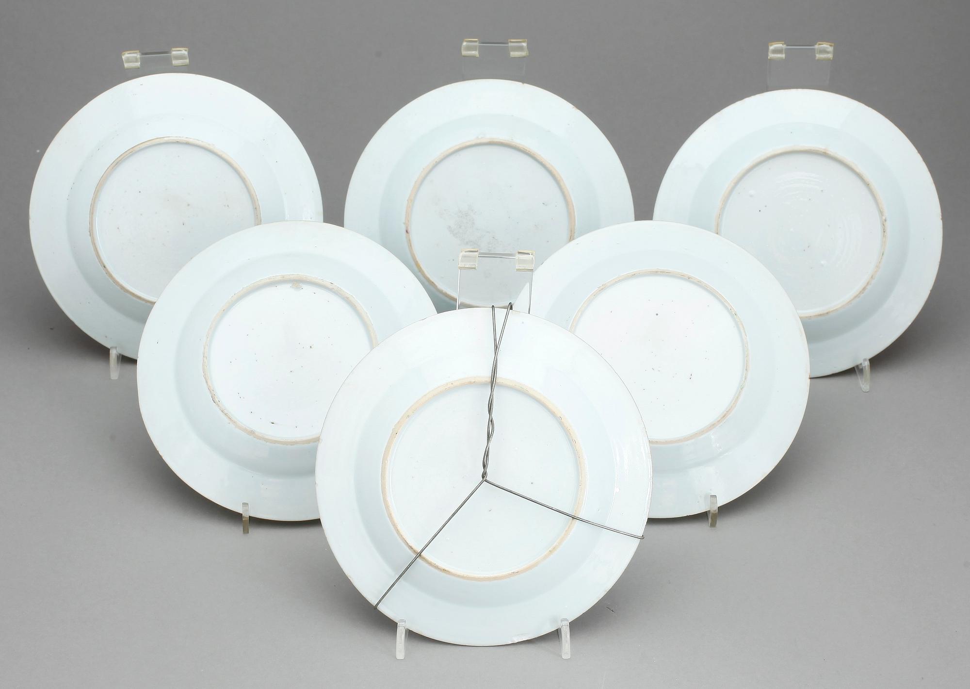 ASSIETTER, 6 st, porslin, Kina, Qianlong (1735-96).