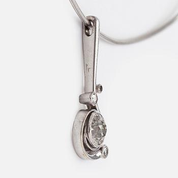 Pendant, old-cut diamond circa 1.40 ct, 18K white gold. A. Tillander, Helsinki 1971.