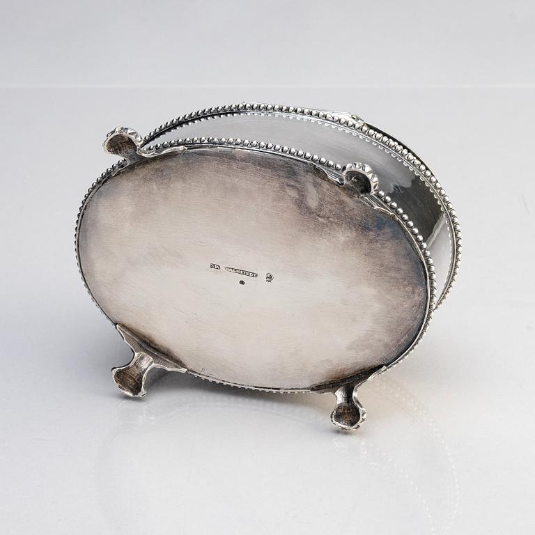 A Swedish 18th century Gustavian silver sugar-casket with lid, mark of Johan Malmstedt, Stockholm 1794.