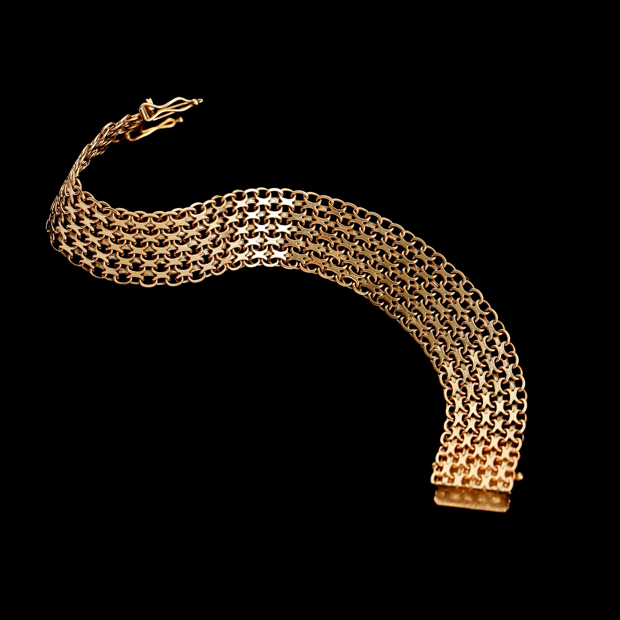 ARMBAND, 18 k guld, X-länk, vikt ca 23 g.
