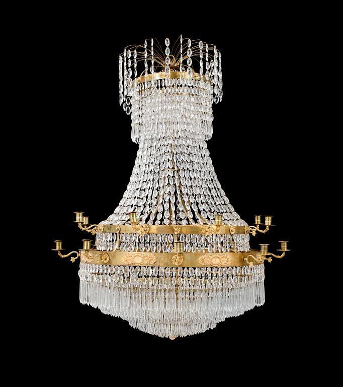 A Swedish Empire 1820/30's sixteen-light chandelier.