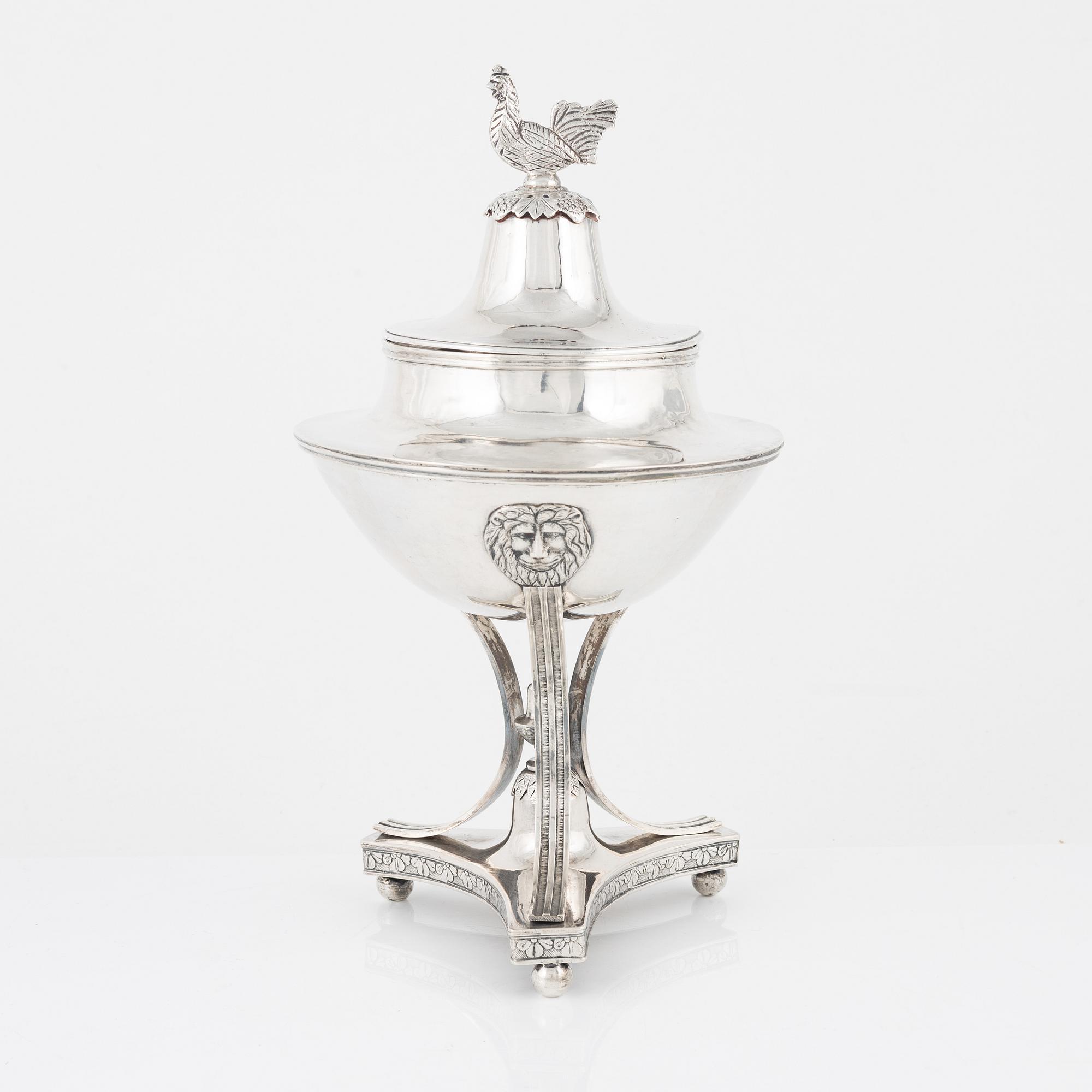 A Swedish Silver Empire Sugar Bowl, mark of Otto Magnus Krook, Nyköping 1815.